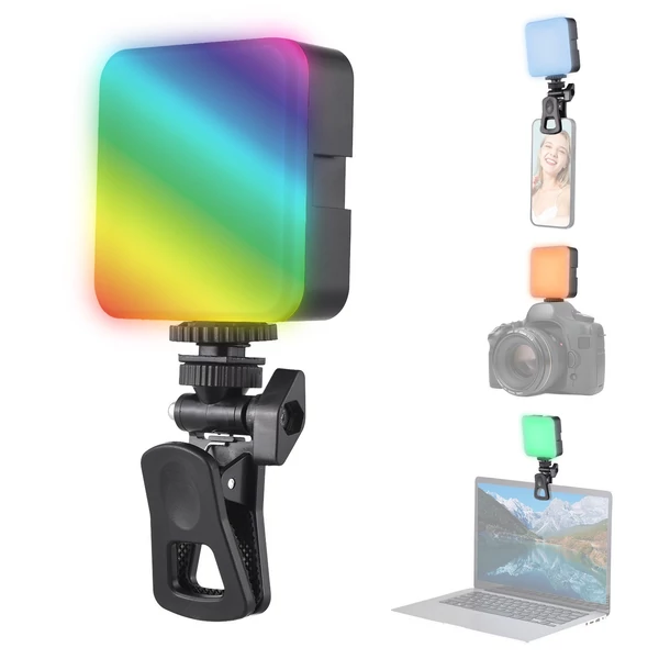 Zseb RGB videolámpa, LED kitöltő lámpa, 3200K-6500K szabályozható videokonferencia lámpa