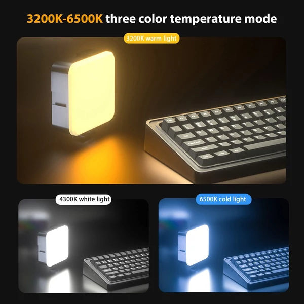Zseb RGB videolámpa, LED kitöltő lámpa, 3200K-6500K szabályozható videokonferencia lámpa