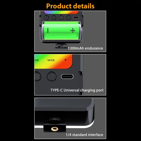 Zseb RGB videolámpa, LED kitöltő lámpa, 3200K-6500K szabályozható videokonferencia lámpa