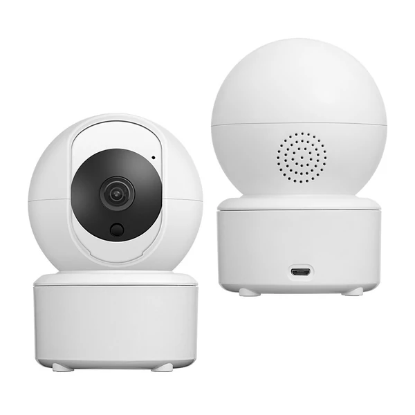 1080P HD biztonsági kamera, 3 megapixeles WiFi kamera, elforgatható/dönthető kamera 355°-os mozgáskövetéssel, IR éjszakai látás, kétirányú hang