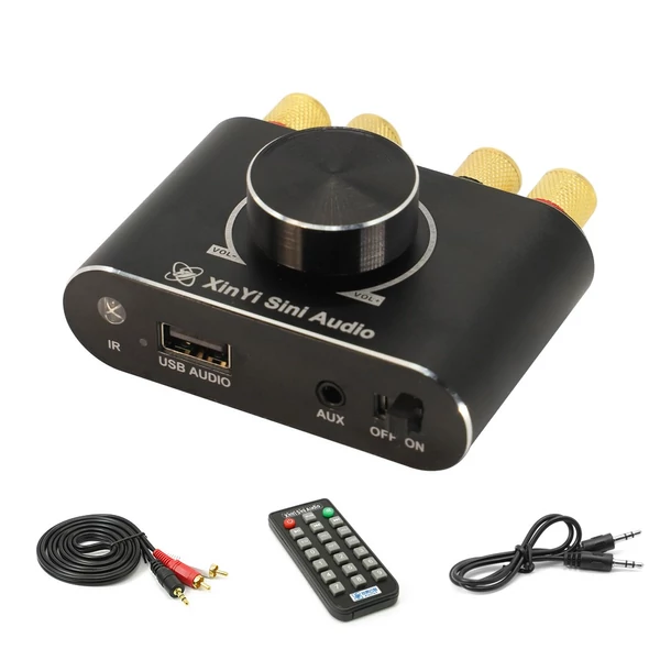 100W+100W BT 5.1 vezeték nélküli audio teljesítményerősítő - Fekete