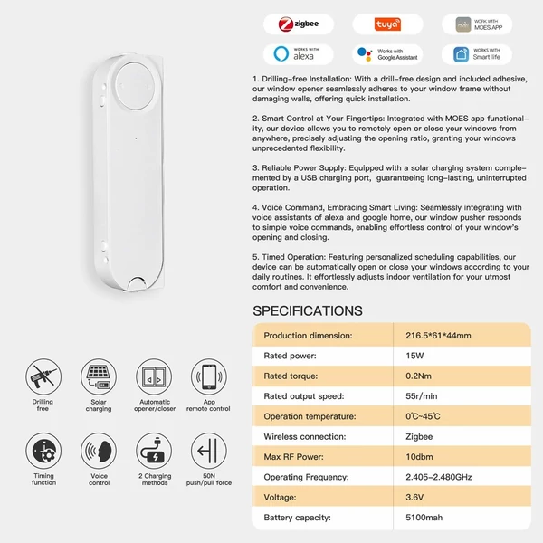 Tuya ZigBee intelligens háztartási tolóablak, tolóajtó