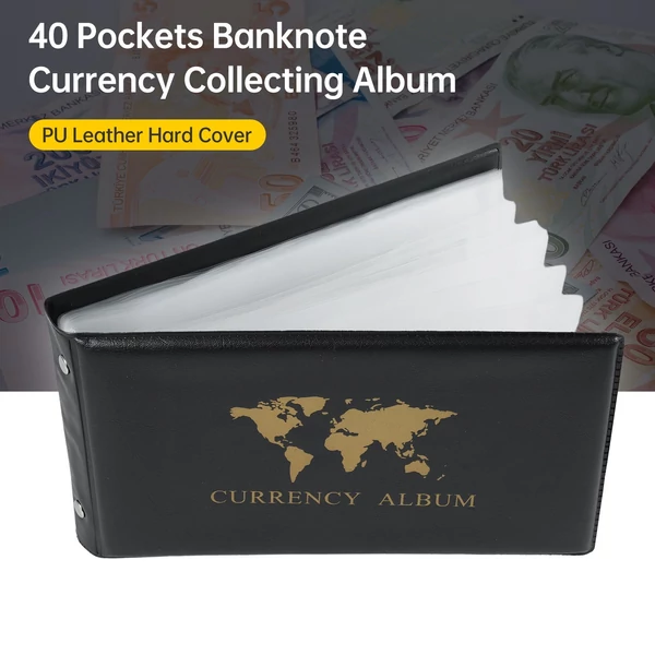 40 zsebes bankjegy/valutagyűjtő album, 20 lapos átlátszó dollárjegytartók
