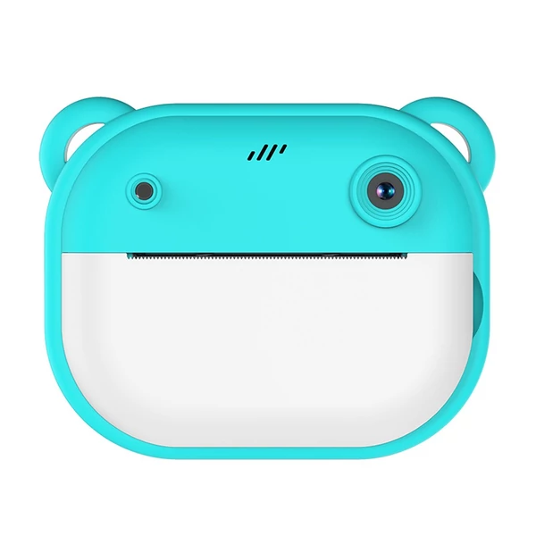 Gyerekkamera, 1080P digitális fényképezőgép hőnyomtatás 2,4 hüvelykes IPS képernyővel - Zöld, 32G memóriakártyával + kártyaolvasóval 2 tekercs nyomtatópapír