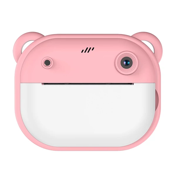 Gyerekkamera, 1080P digitális fényképezőgép hőnyomtatás 2,4 hüvelykes IPS képernyővel - Pink, 32G memóriakártyával + kártyaolvasóval 2 tekercs nyomtatópapír