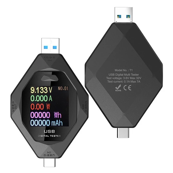 Digitális USB-C tápmérő, többfunkciós feszültségmérő, mobiltelefon töltésérzékelő