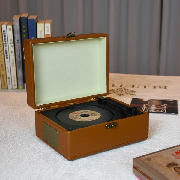 CD-lejátszó, BT 5.0 zene, U lemezalbum, hordozható CD-lejátszó, beépített hangszórók távirányítóval - Barna