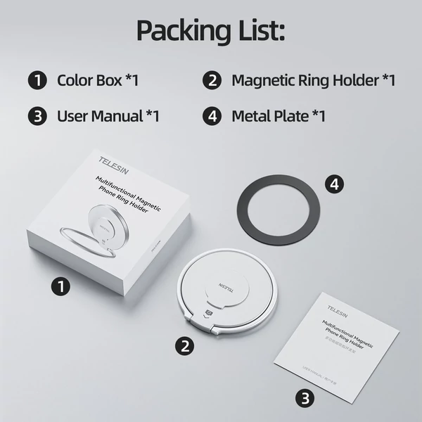 TELESIN hordozható mágneses tartó, telefontartó, alumíniumötvözet