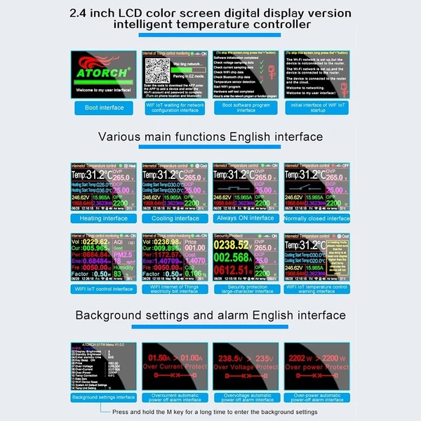 Intelligens háttérvilágítású digitális hőmérsékletszabályozó LCD képernyővel