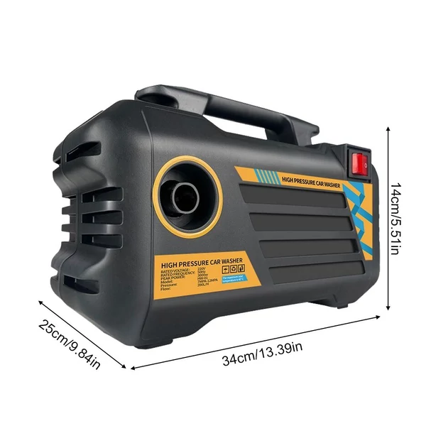 Elektromos nagynyomású mosó, 1450 PSI, 3 különböző nyomású hegy - Feket