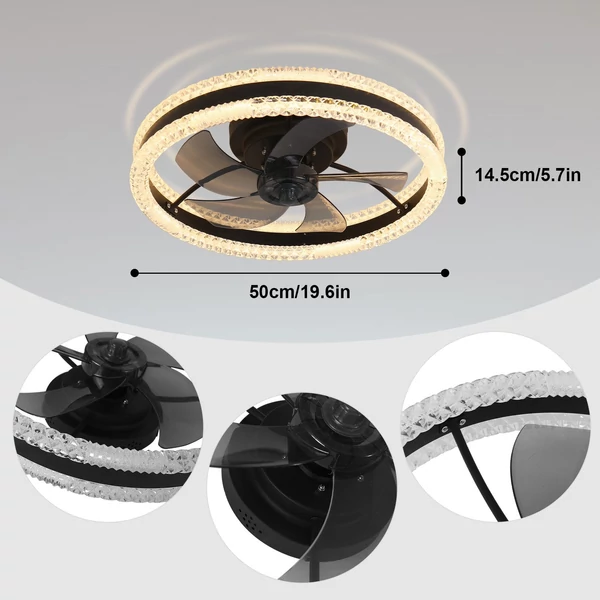 Félig süllyesztett mennyezeti ventilátorlámpa