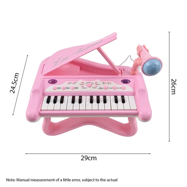 DJ201 25 gombos elektronikus billentyűzet: Mini hangszer forgatható mikrofonnal - Pink