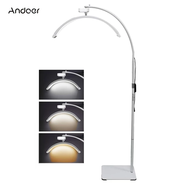Andoer HD-M60X 30 W padló LED videolámpa, félhold alakú kitöltőlámpa - Fehér