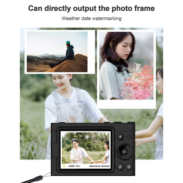 D7 hordozható 4K CCD digitális fényképezőgép, WiFi digitális videokamera - Fekete