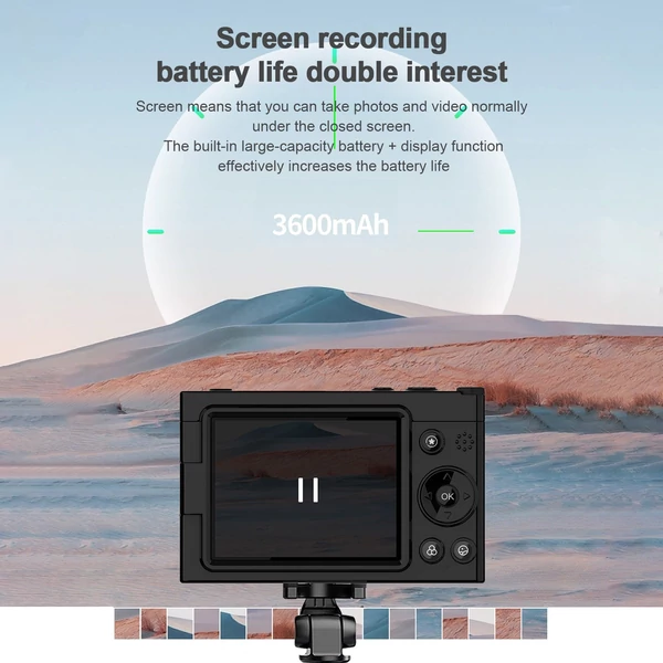 D7 hordozható 4K CCD digitális fényképezőgép, WiFi digitális videokamera - Fekete