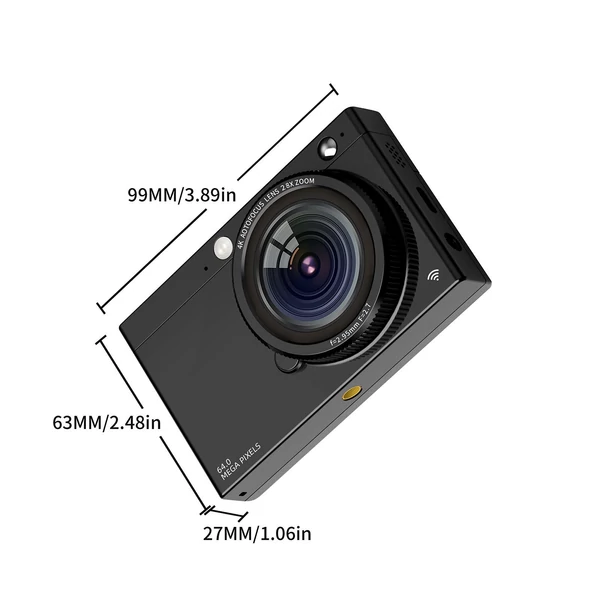 D7 hordozható 4K CCD digitális fényképezőgép, WiFi digitális videokamera - Fekete