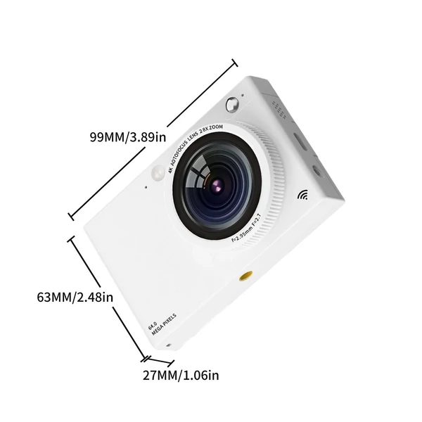D7 hordozható 4K CCD digitális fényképezőgép, WiFi digitális videokamera - Fehér