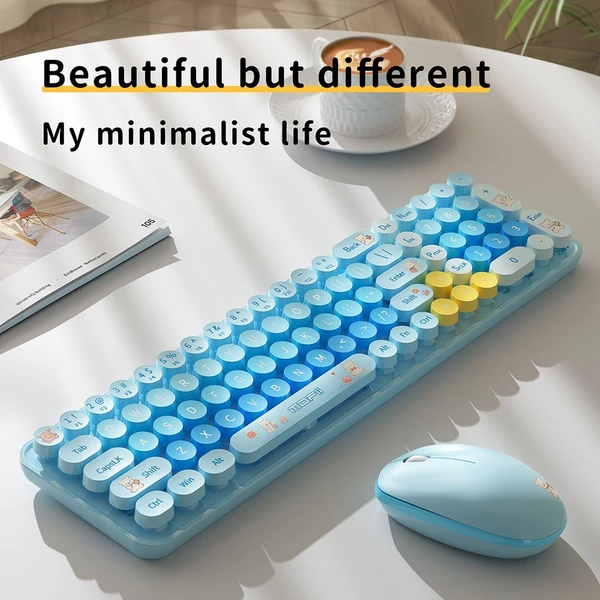 Mofii vezeték nélküli billentyűzet és egér készlet, BabyBear 2.4G USB - Kék