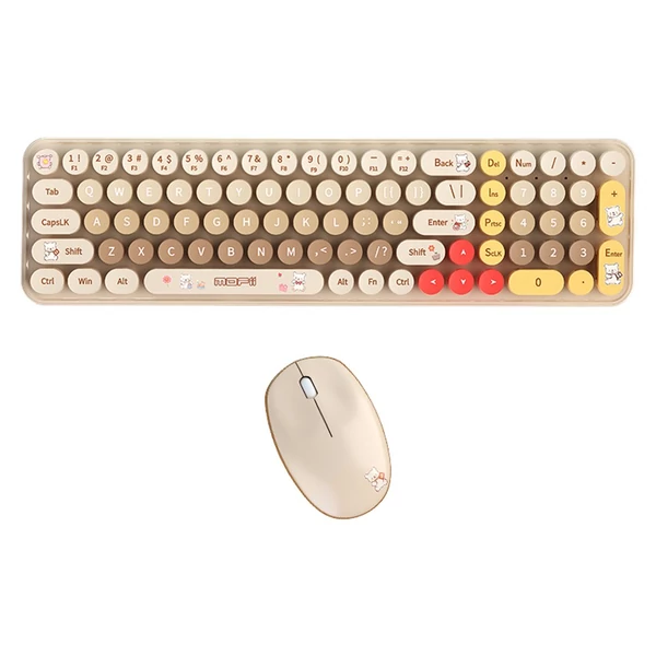 Mofii vezeték nélküli billentyűzet és egér készlet, BabyBear 2.4G USB - Tej-tea mix színű