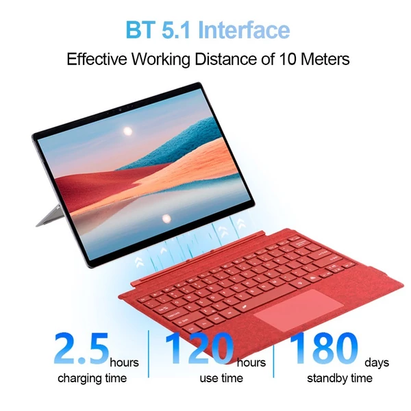 Microsoft Surface Keyboard Pro 3/4/5/6/7, BT 5.1 - Piros