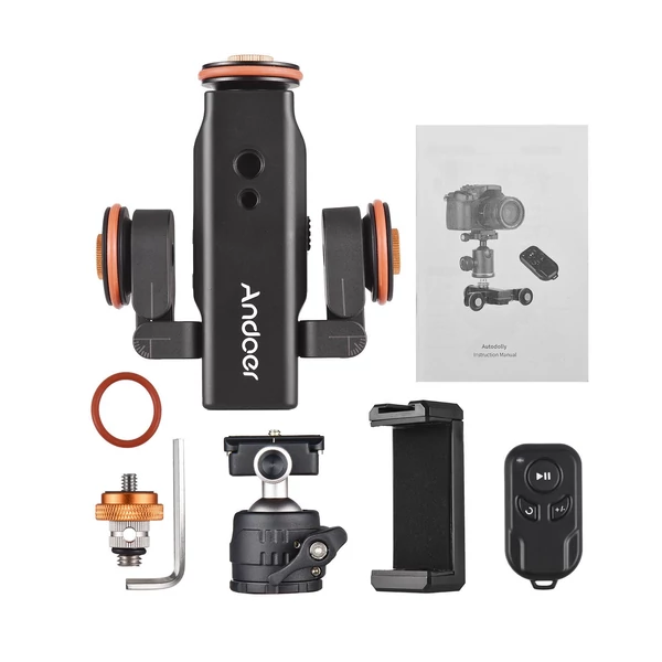 Andoer motoros kamera videobölcső skálajelzéssel, automatikus motoros videocsúszka