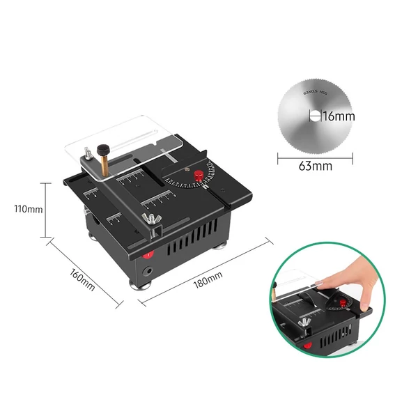 KKmoon 100 W többfunkciós asztali fűrészlap mini asztali elektromos fűrészvágó (rugalmas pengével és további tartozékokkal)