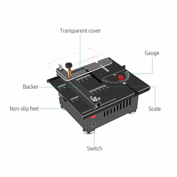 KKmoon 100 W többfunkciós asztali fűrészlap mini asztali elektromos fűrészvágó (rugalmas pengével és további tartozékokkal)