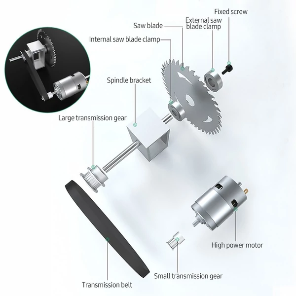 KKmoon 100 W többfunkciós asztali fűrészlap mini asztali elektromos fűrészvágó (rugalmas pengével és további tartozékokkal)
