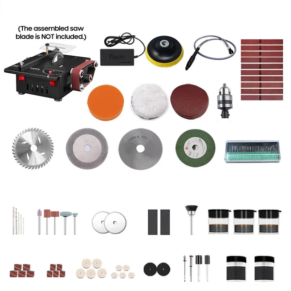 Mini asztali fűrész és szalagcsiszoló, változó sebességű körfűrész, 150 W (Luxus)