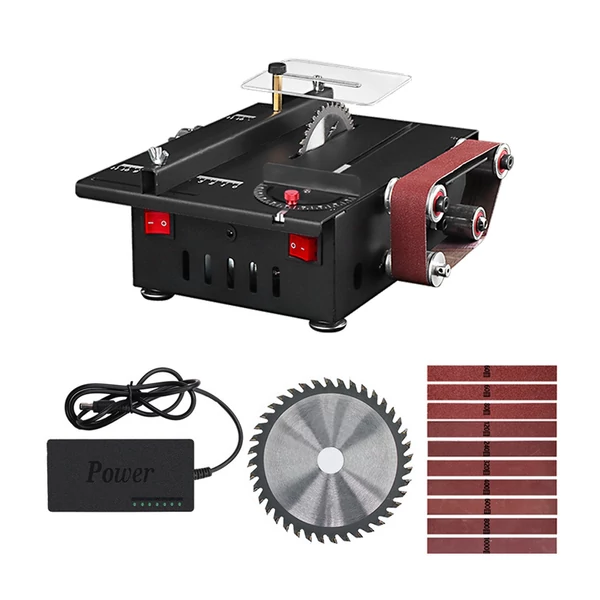 Mini asztali fűrész és szalagcsiszoló, változó sebességű körfűrész, 150 W (Normál)