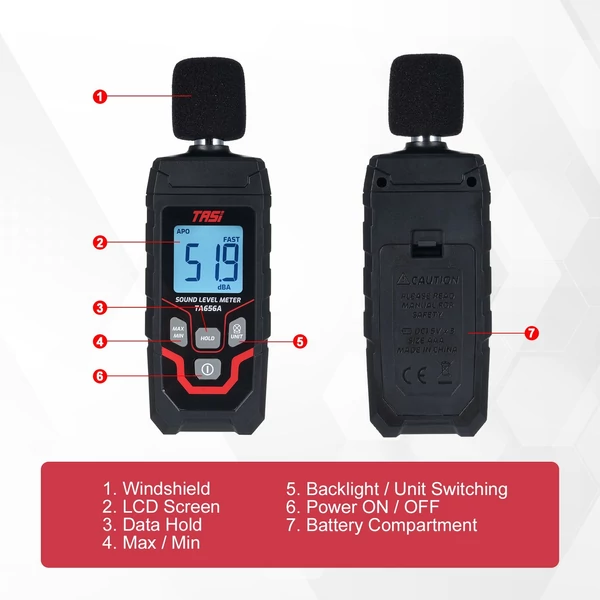 TASI TA656A 30~130dB hangszintmérő, decibelmérő