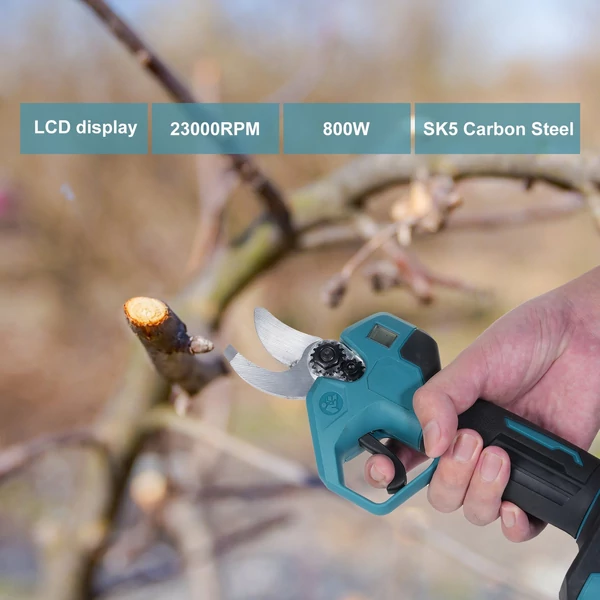 Kefe nélküli elektromos metszőolló 2db 21V 1300mah akkumulátorral