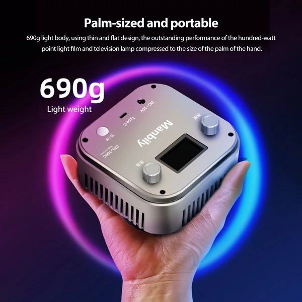 Manbily hordozható RGB videolámpa, fényképezési LED videolámpa