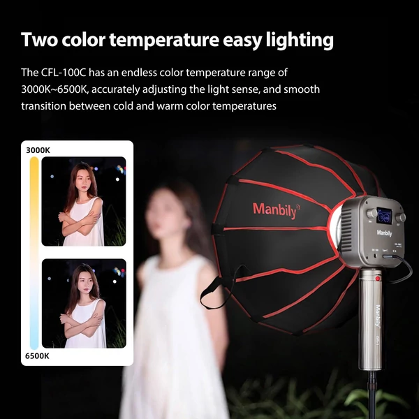 Manbily hordozható RGB videolámpa, fényképezési LED videolámpa