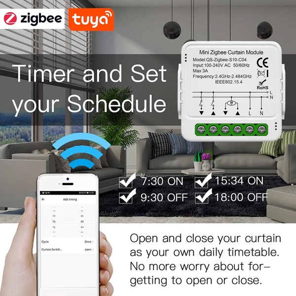Tuya intelligens függönykapcsoló modul, intelligens otthoni készülék - Zigbee