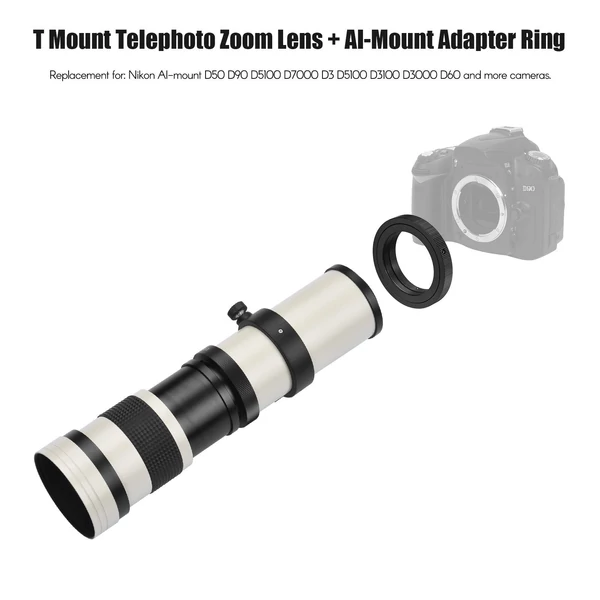 Fényképezőgép, MF szuper teleobjektív, F/8.3-16, 420-800 mm, T2 rögzítő - Fehér