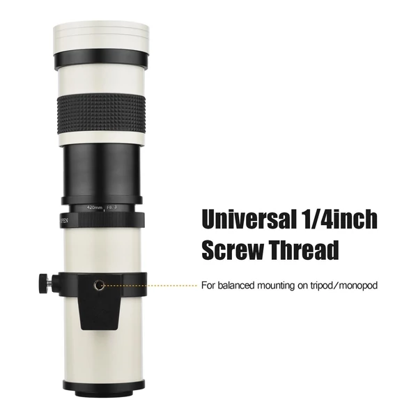 Fényképezőgép, MF szuper teleobjektív, F/8.3-16, 420-800 mm, T2 rögzítő - Fehér