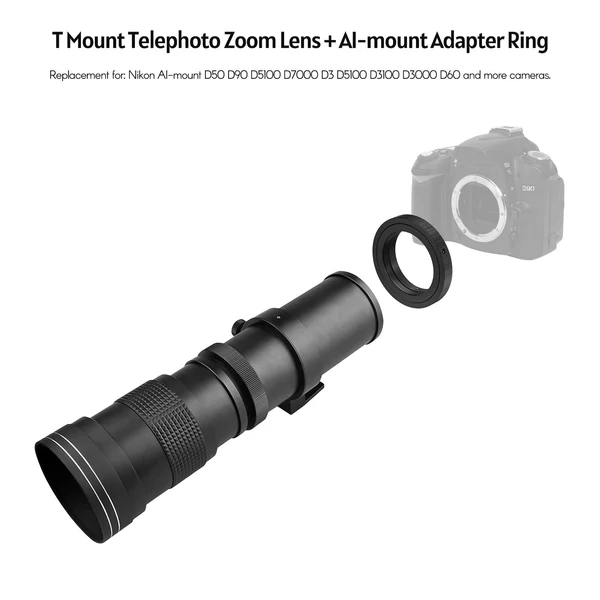 Fényképezőgép, MF szuper teleobjektív, F/8.3-16, 420-800 mm, T2 rögzítő - Fekete