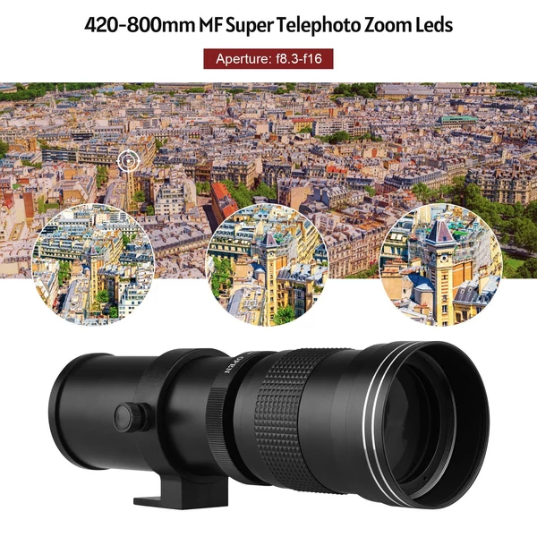 Fényképezőgép, MF szuper teleobjektív, F/8.3-16, 420-800 mm, T2 rögzítő - Fekete