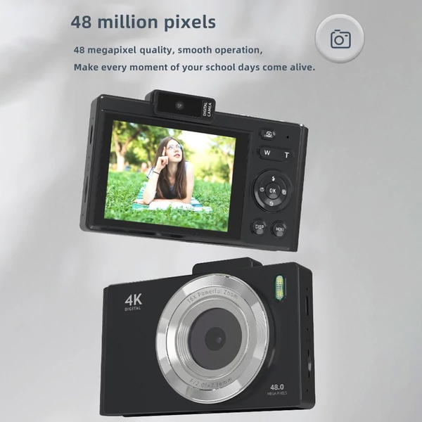 H18 4K digitális fényképezőgép, hordozható digitális videokamera, CCD kamera - Fekete