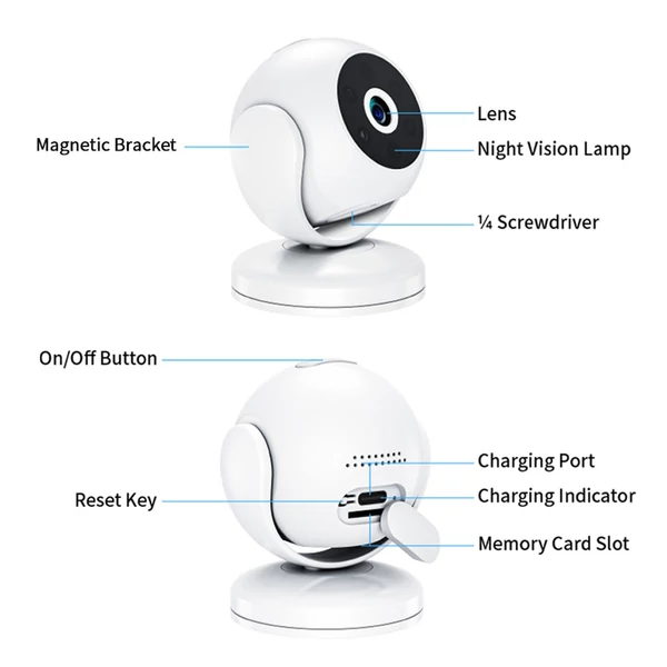 A5 1080P intelligens WiFi kamera, mini vezeték nélküli biztonsági kamera