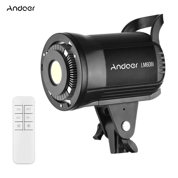 Andoer LM60Bi hordozható LED-es fotózási kitöltőlámpa, 60 W-os stúdió videólámpa