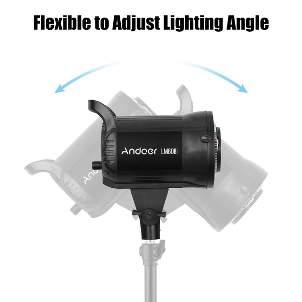 Andoer LM60Bi hordozható LED-es fotózási kitöltőlámpa, 60 W-os stúdió videólámpa