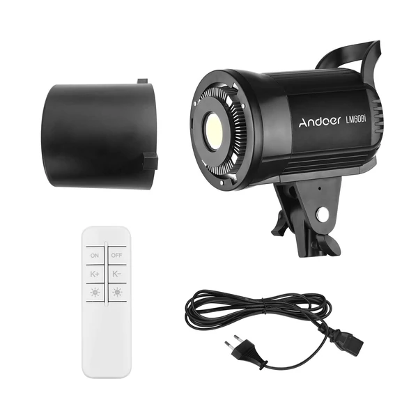 Andoer LM60Bi hordozható LED-es fotózási kitöltőlámpa, 60 W-os stúdió videólámpa