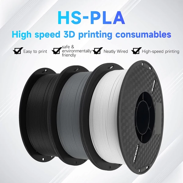 KINGROON 3D nyomtató HS-PLA izzószál, 1 kg 1,75 mm, standard 1 tekercs - Fekete