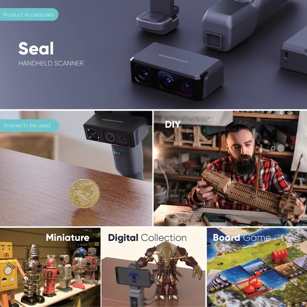 3DMakerpro Seal 3D szkenner 3D nyomtatóhoz 0,01 mm pontosságú 24 bites színes kamerával