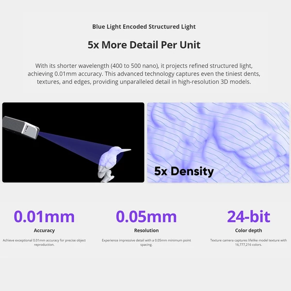 3DMakerpro Seal 3D szkenner 3D nyomtatóhoz 0,01 mm pontosságú 24 bites színes kamerával