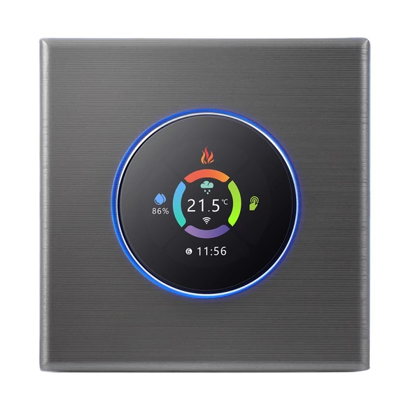 WiFi intelligens termosztát, hőmérséklet-szabályozó, hetente programozható - Ezüst, Vízmelegítéshez 5A