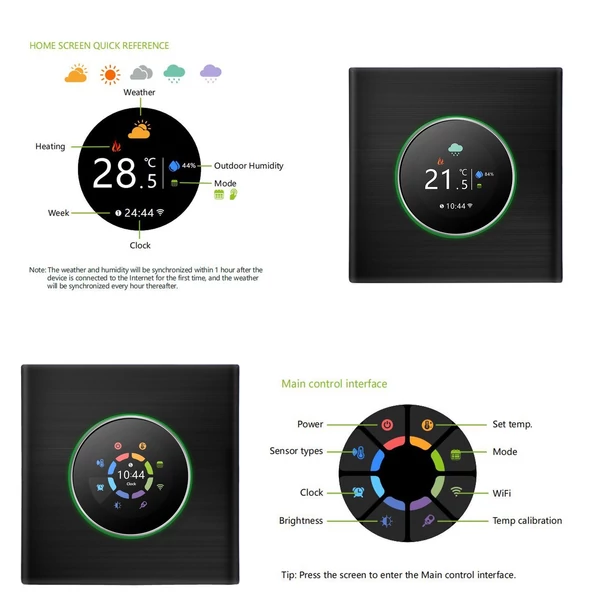 WiFi intelligens termosztát, hőmérséklet-szabályozó, hetente programozható - Pezsgő, Vízmelegítéshez 5A