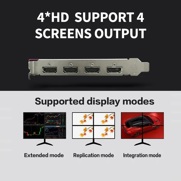 Yeston RX550-2G 4HD 4 képernyős grafikus kártya, támogatja az osztott képernyőt